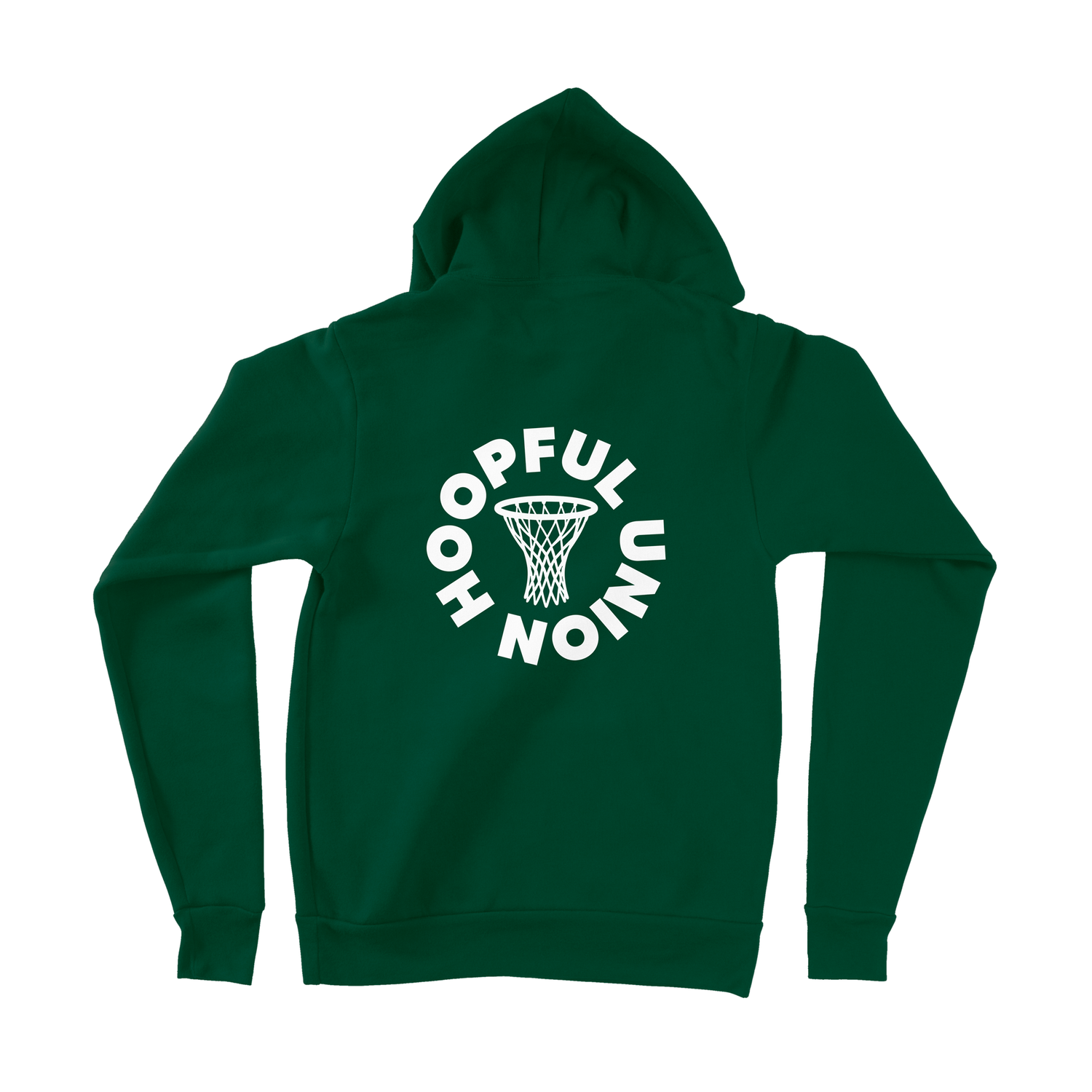 Back view of forest hoodie with logo
